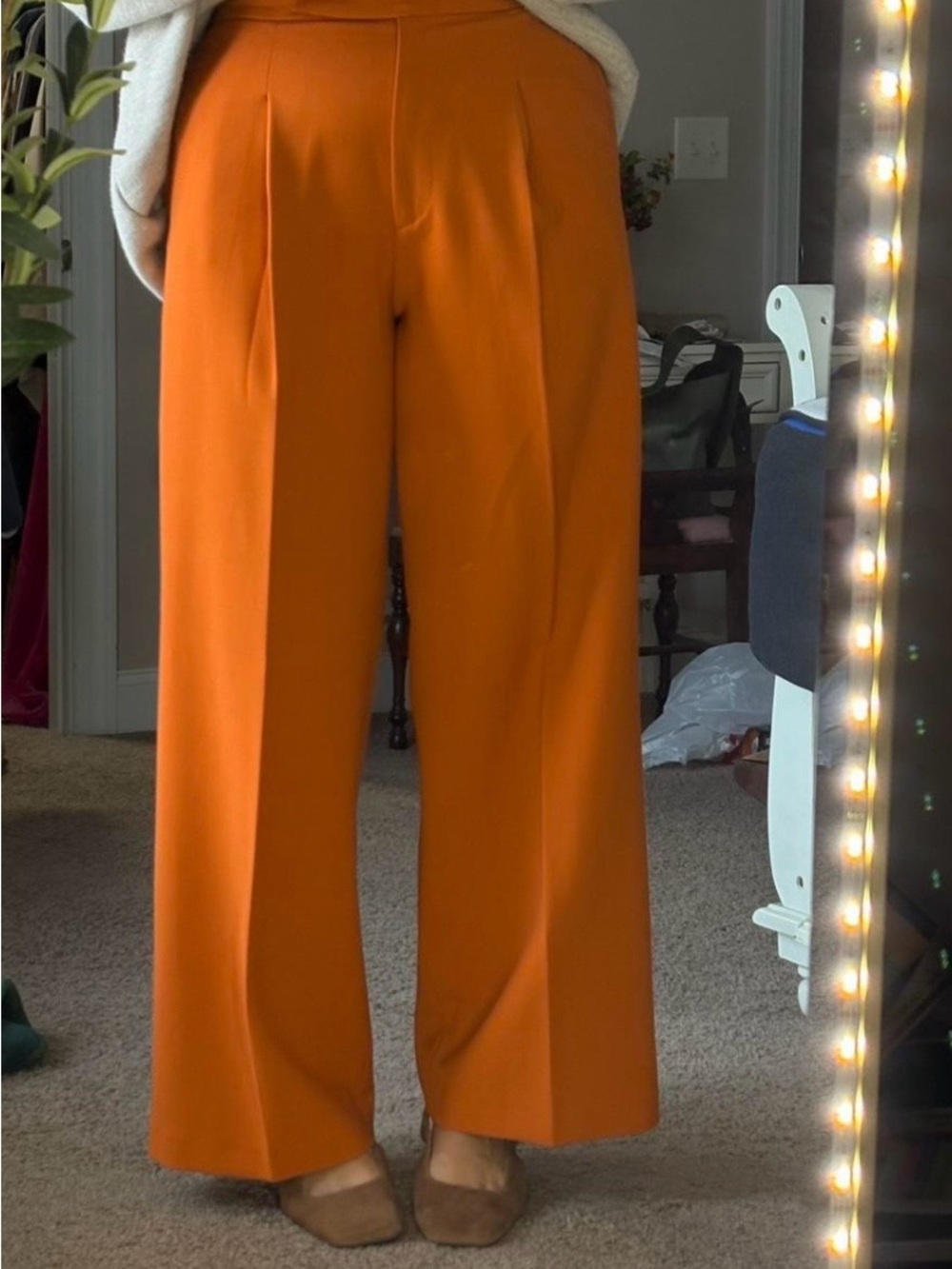 Zara Wide-Leg High-Waist Trousers in Orange